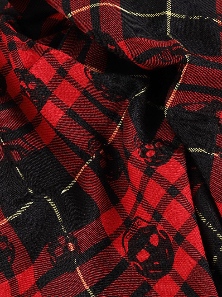 Alexander Mcqueen Plaid Wool Scarf With Skull Motifs