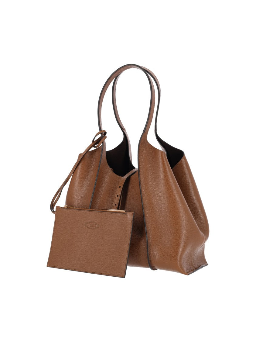 Tod's Brown T Timeless Leather Tote Bag