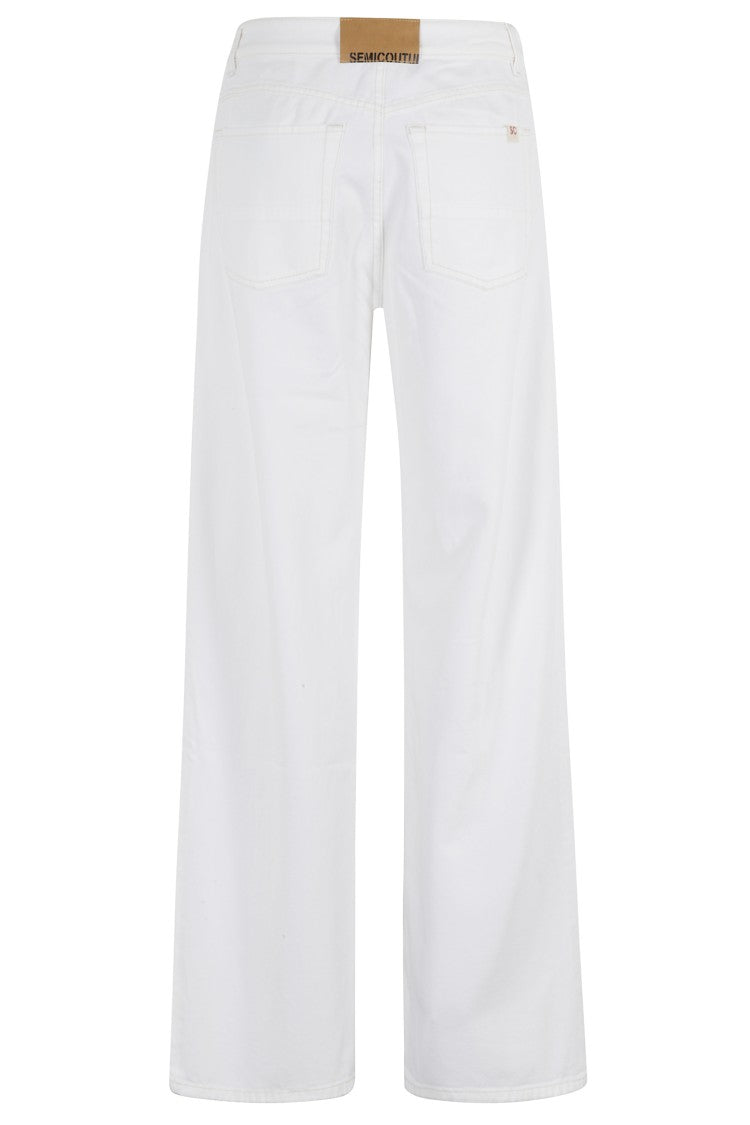 Semi Couture Sarah Wide-Leg White Jeans With Branded Detailing