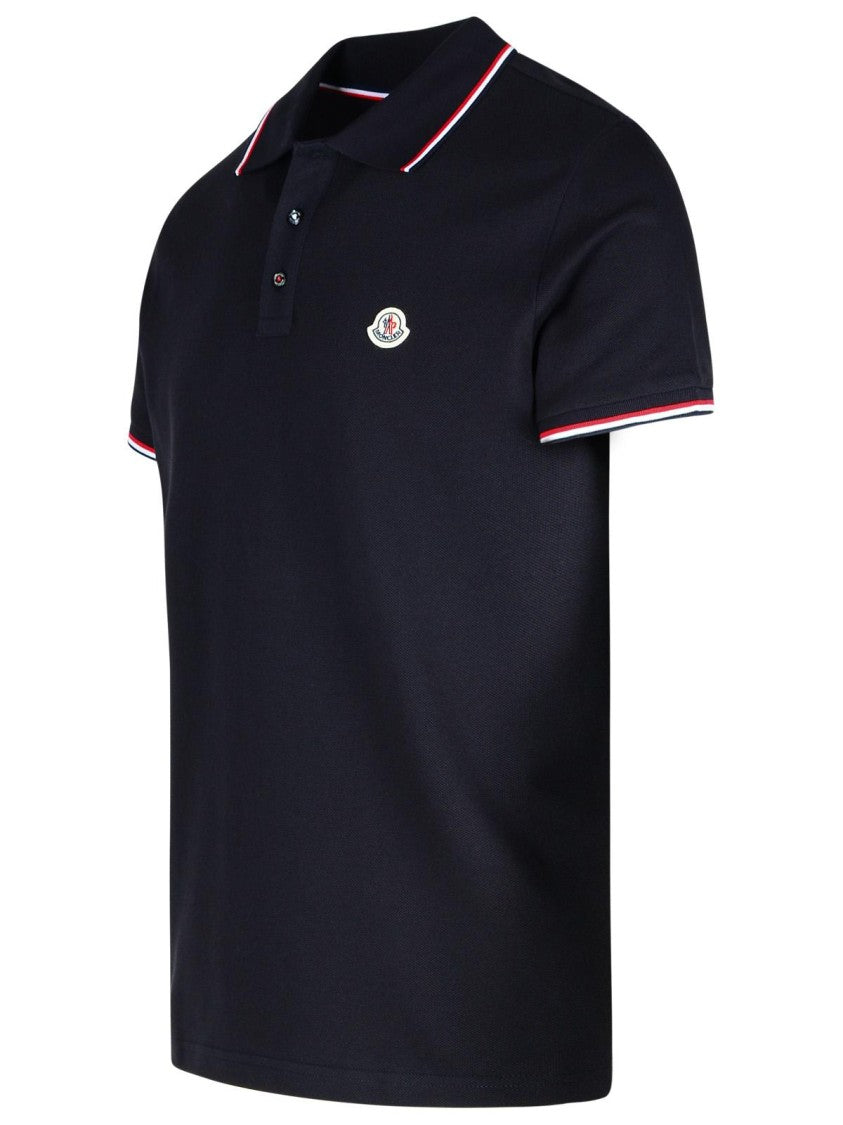 Moncler Navy Cotton Polo Shirt