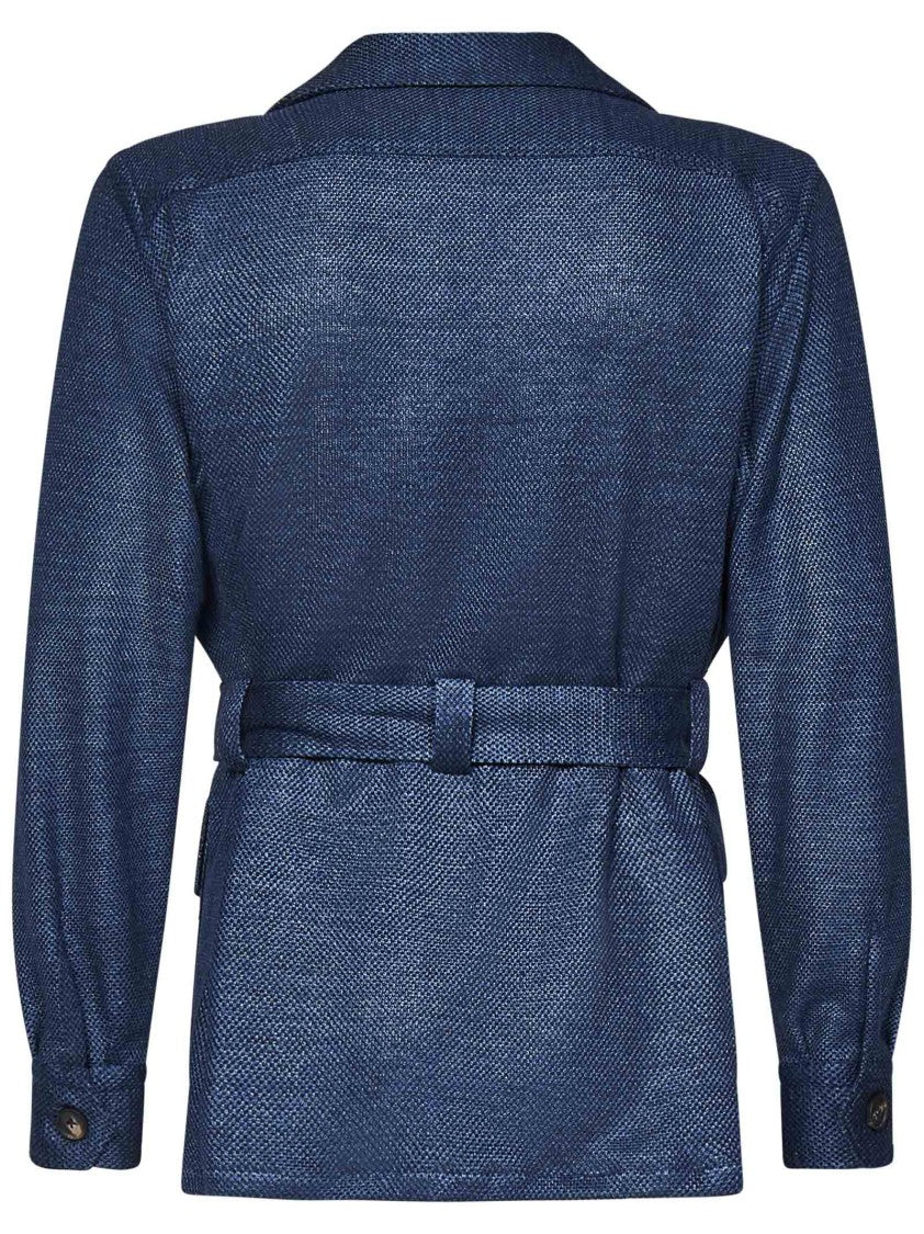 Franzese Collection Tailored Saharan Jacket In Textured Denim