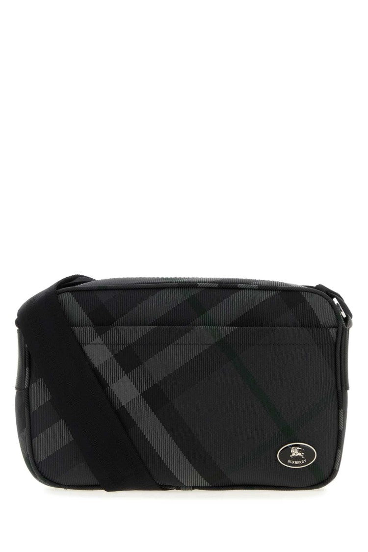Burberry Embroidered Canvas Grid Crossbody Bag