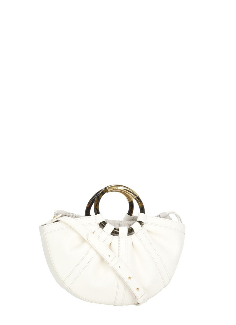 Coccinelle Ivory Leather Shell Bag With Structured Detailing