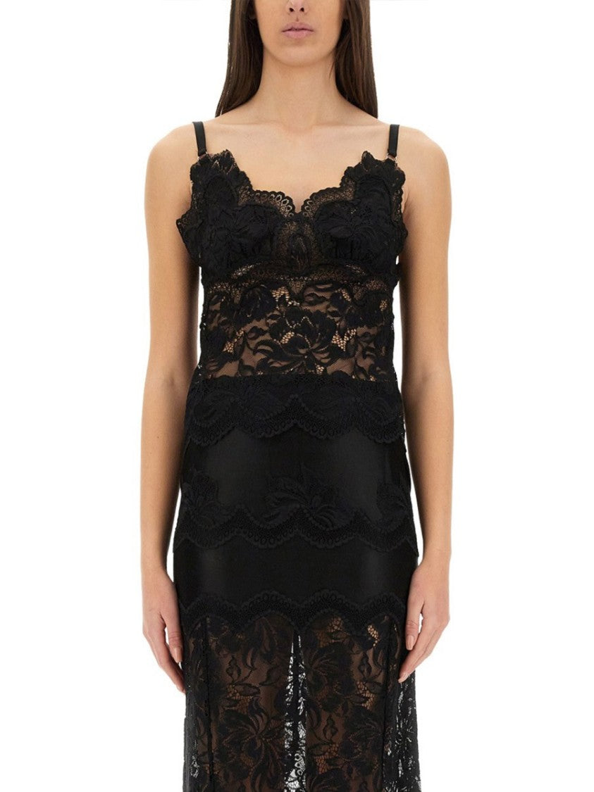 Rabanne Intricate Lace Top With Adjustable Spaghetti Straps