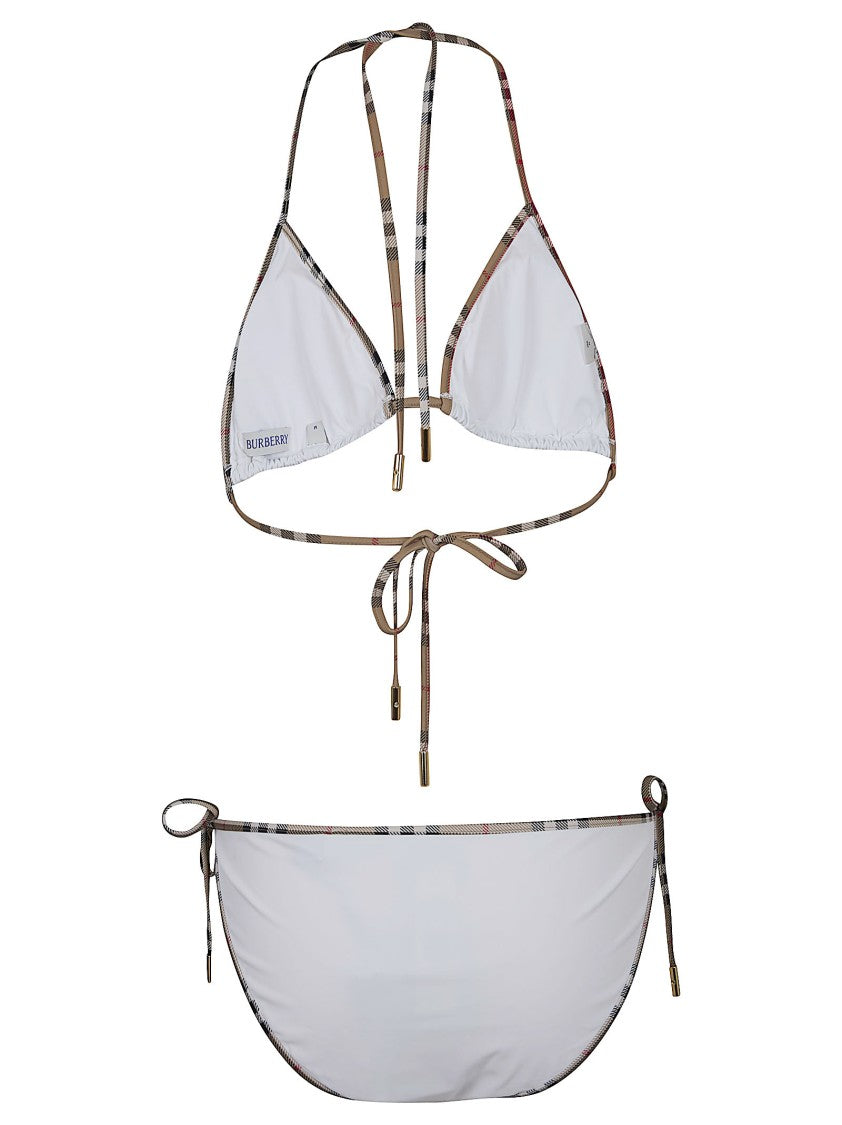 Burberry Classic Triangle Bikini Set With Check-Patterned Trim