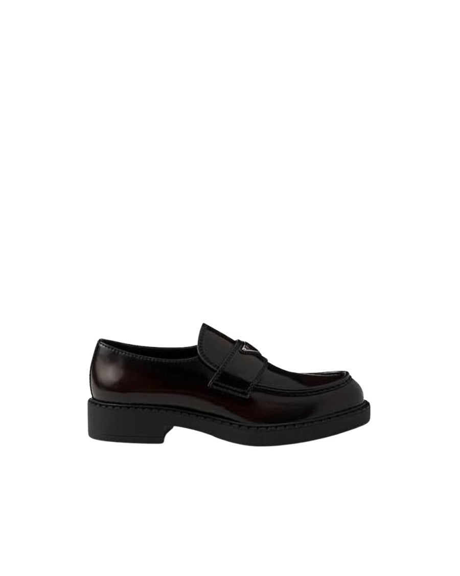 Prada Calf Leather Loafers With Triangular Logo Plaque