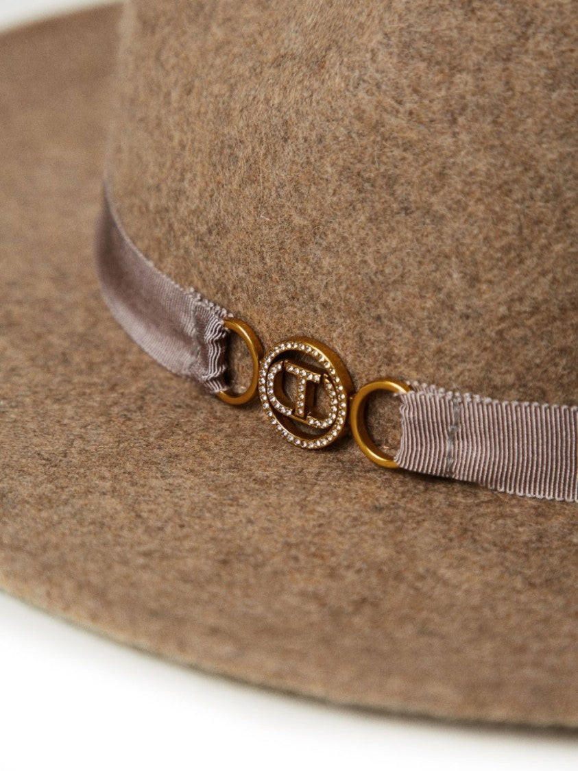 Twin-Set Wide Brim Beige Wool Hat