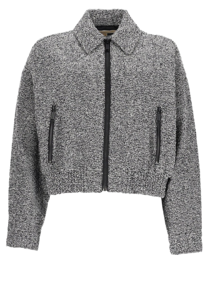 Michael Michael Kors Cropped Textured Cotton-Blend Bomber Jacket