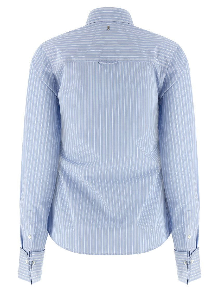 Ami Paris Jabot Shirt With Ruffled Detail And Micro Metal Logo