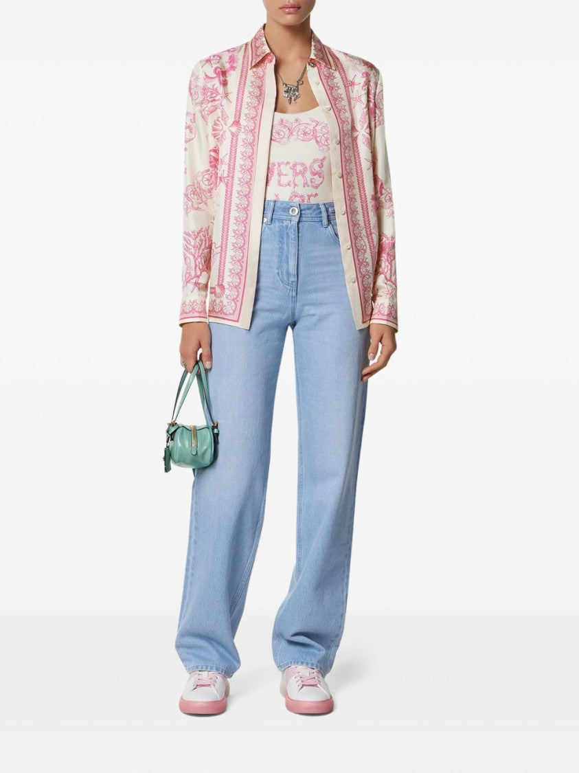 Versace Underwater Barocco Print Long-Sleeved Shirt