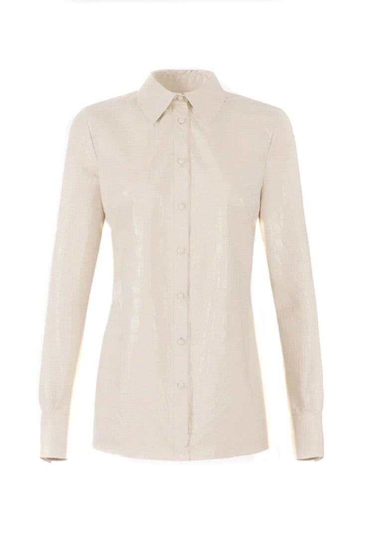 Elisabetta Franchi Milk Embossed Coconut-Print Leather-Effect Polyurethane Shirt