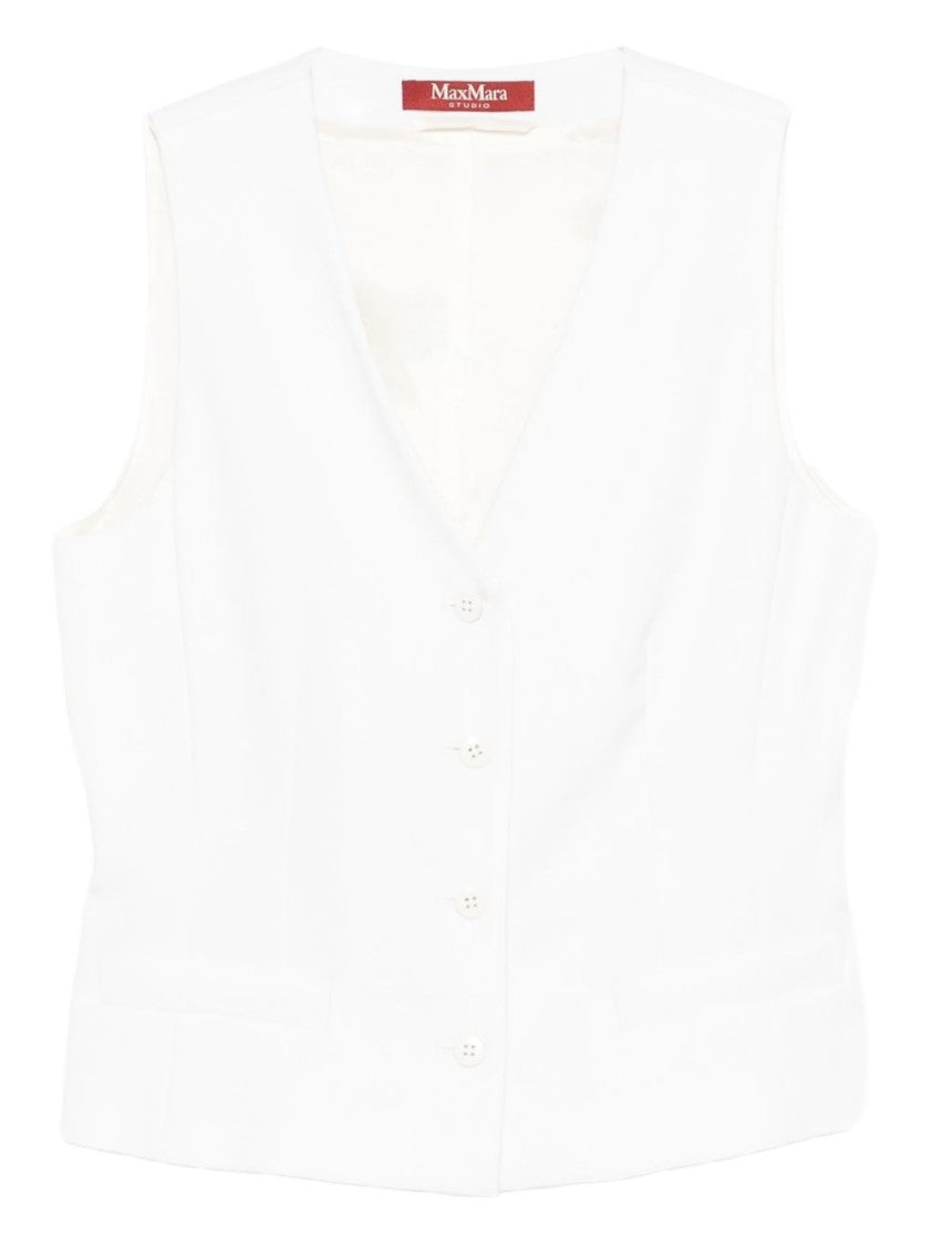 Max Mara Sleeveless Tailored Vest In 100% Virgin Wool