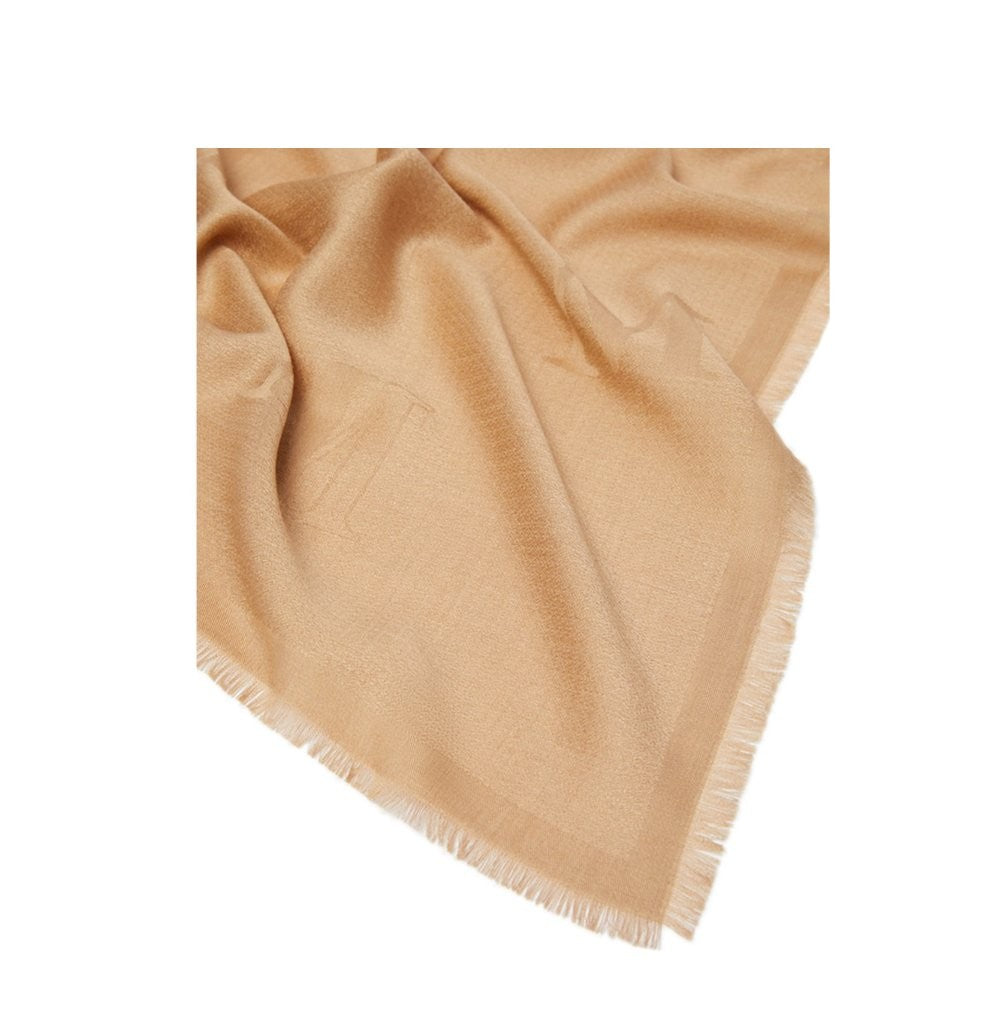 Max Mara Rectangular Fringed Scarf In Soft Wool-Silk Blend