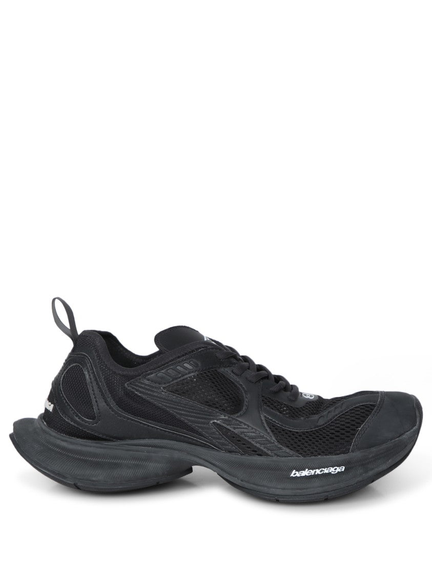 Balenciaga Black Mesh Leather Sneakers