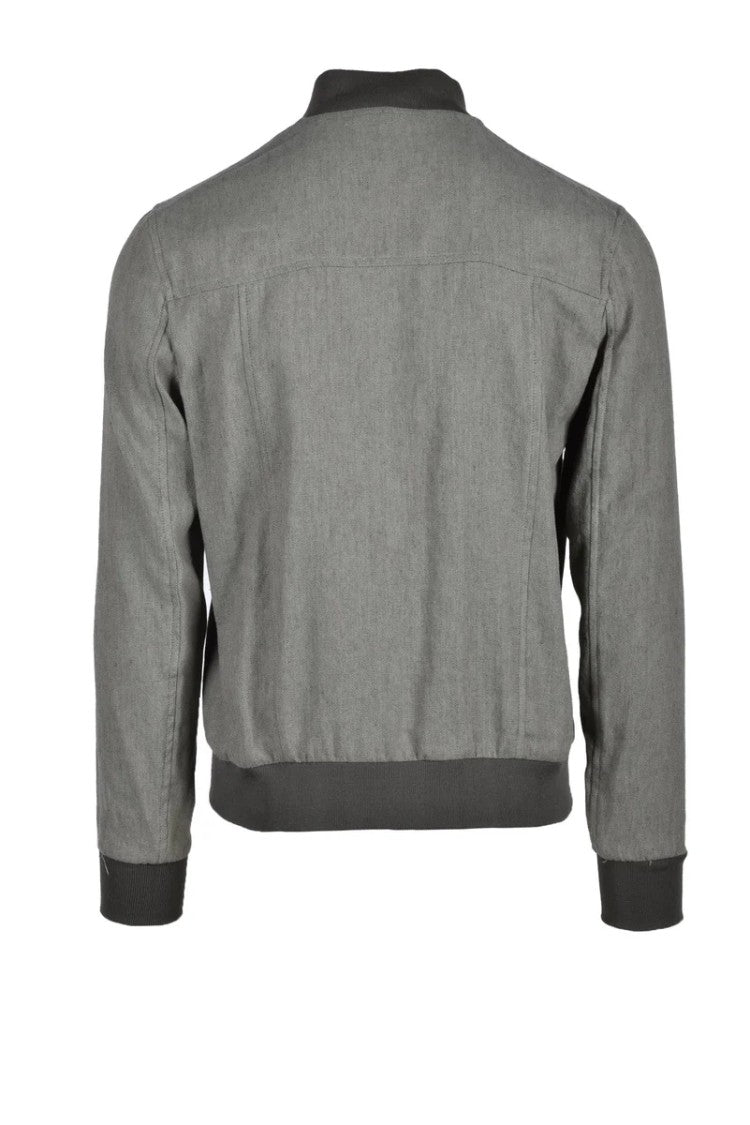 Laboratori Italiani Minimalist Green Cotton-Linen Zip Jacket