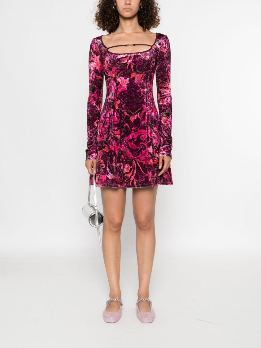 Versace Jeans Couture Rich Bordeaux Velvet Mini Dress