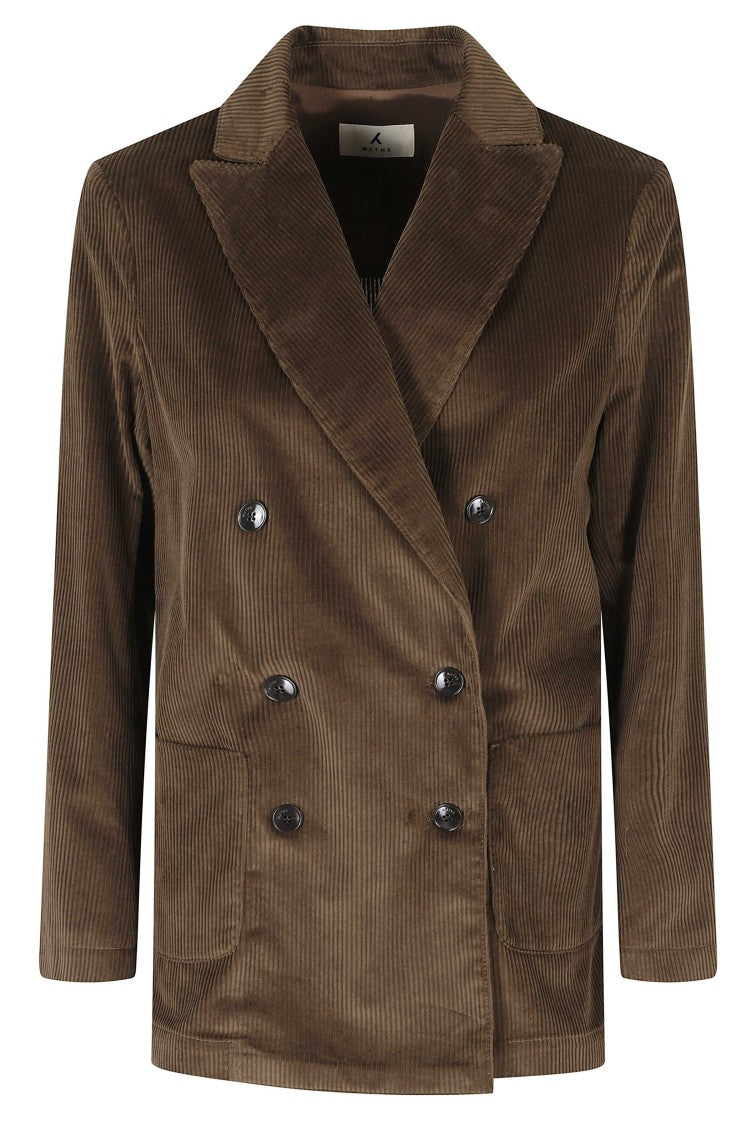 Myths Green Double-Breasted Corduroy Patch Pocket Jacket