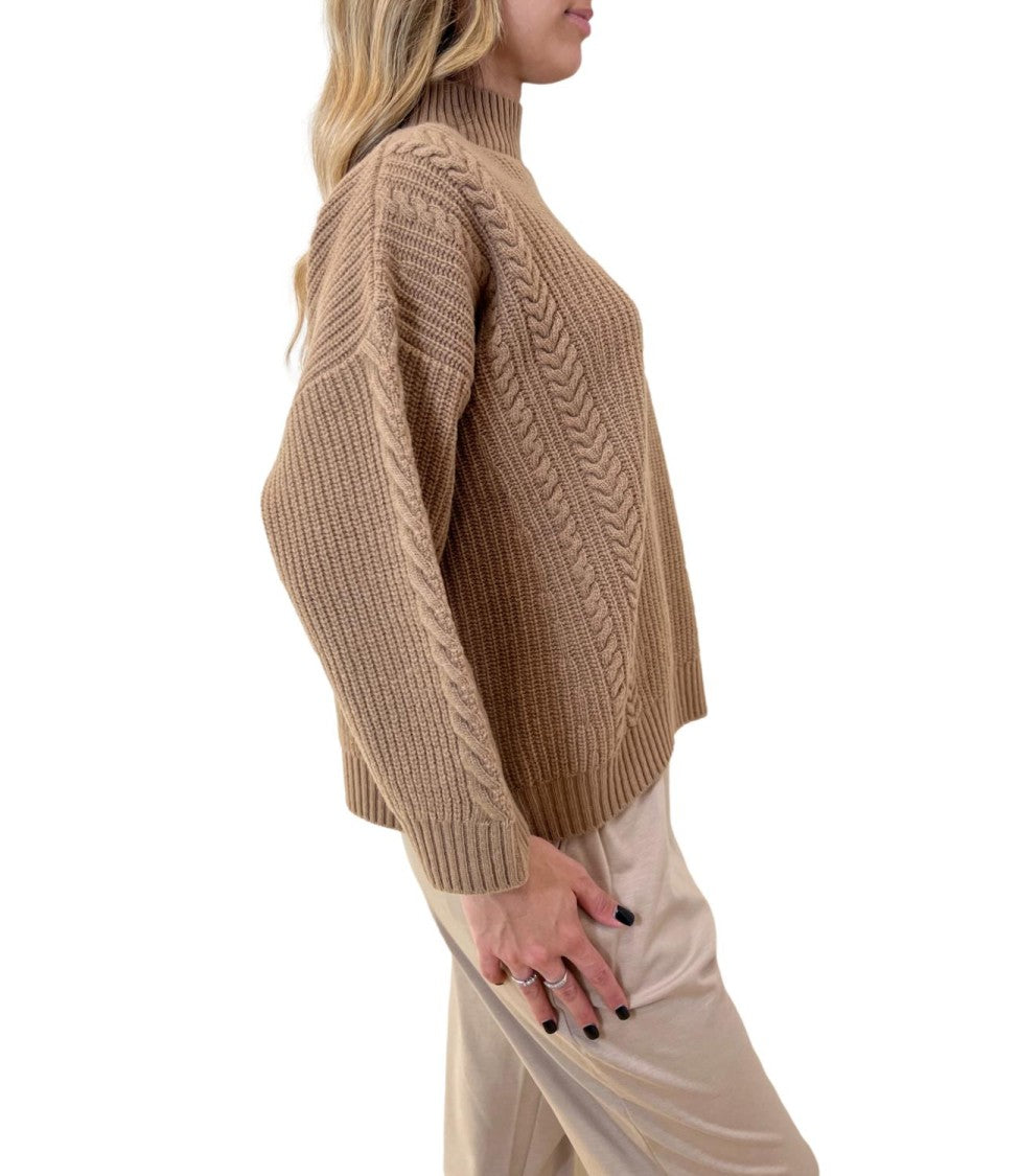 Max Mara Textured Cable Knit Sweater With High Neckline