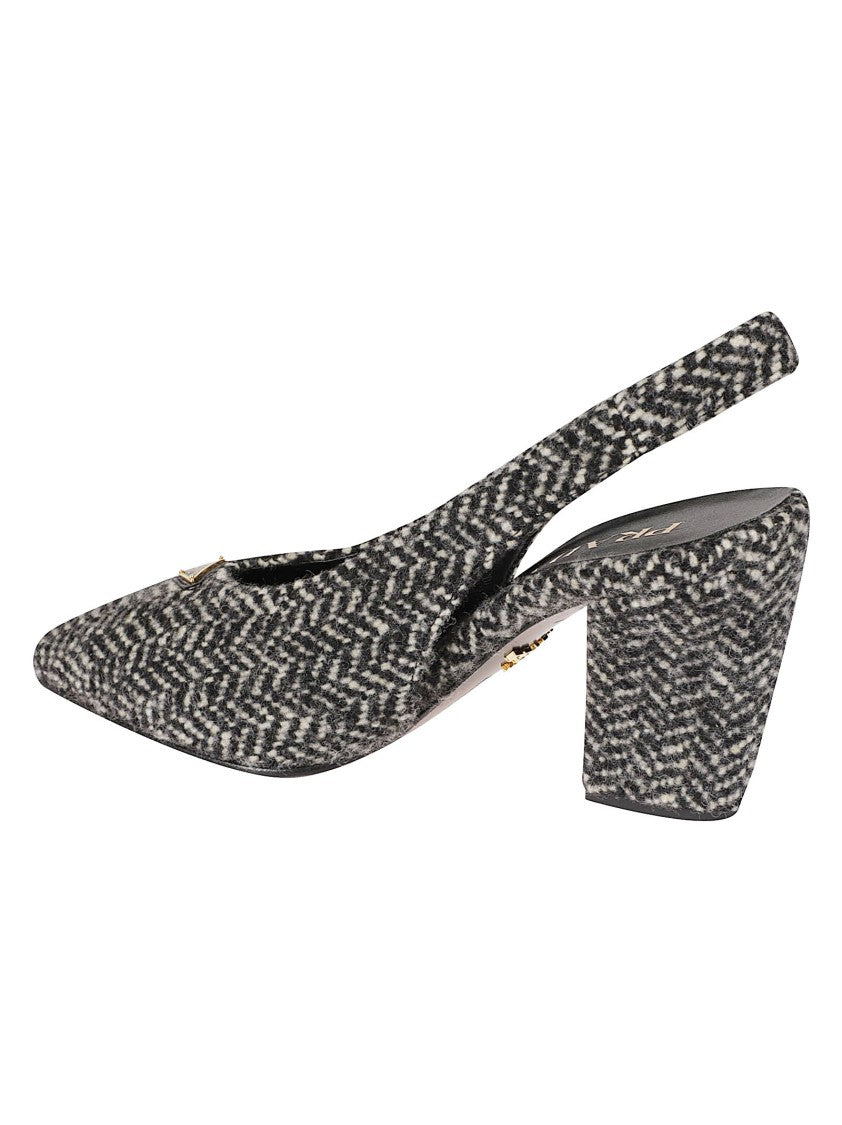 Prada Textured Chevron Pattern Slingback Pumps