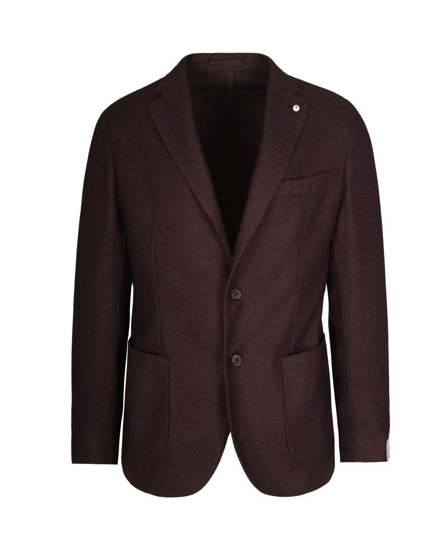 L.B.M. 1911 Single-Breasted Burgundy Blazer With Cashmere Blend And Pocket Details