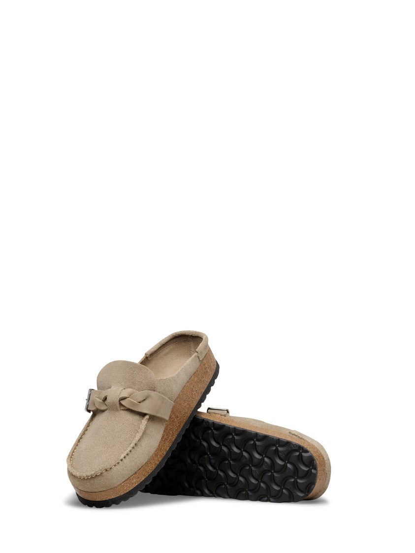 Birkenstock Taupe Buckley Braided Suede Leather Sandals