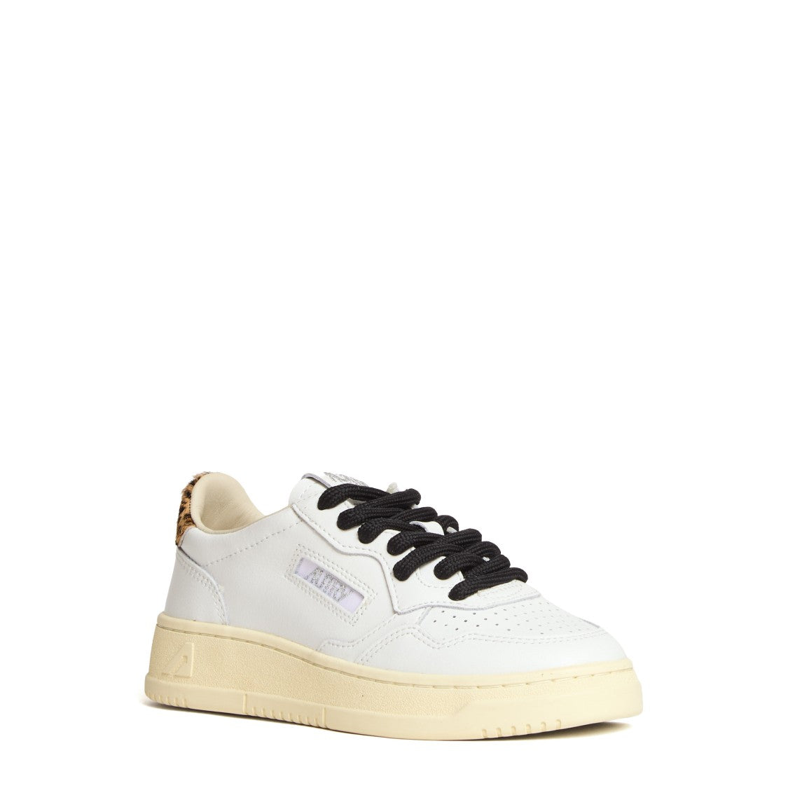 Autry White Leopard Leather Medalist Low Sneakers