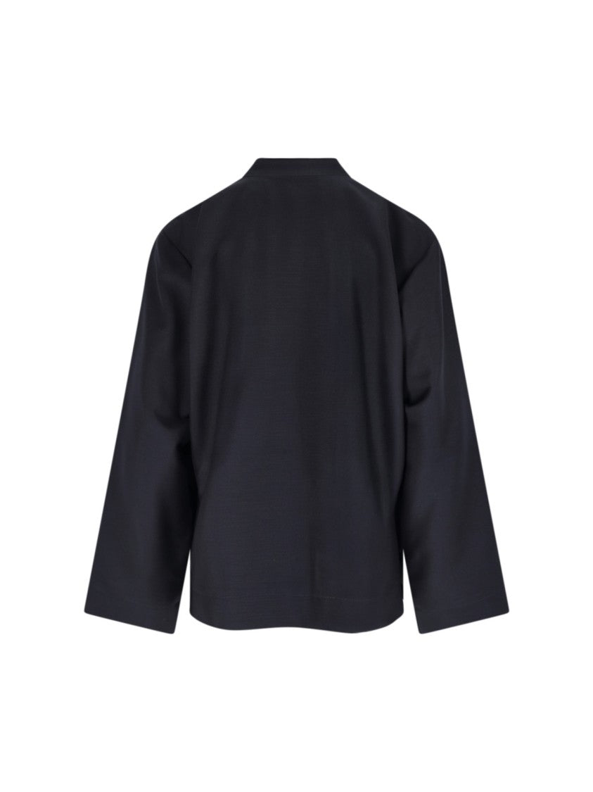 Róhe "Mandarin" Jacket In Blue Virgin Wool