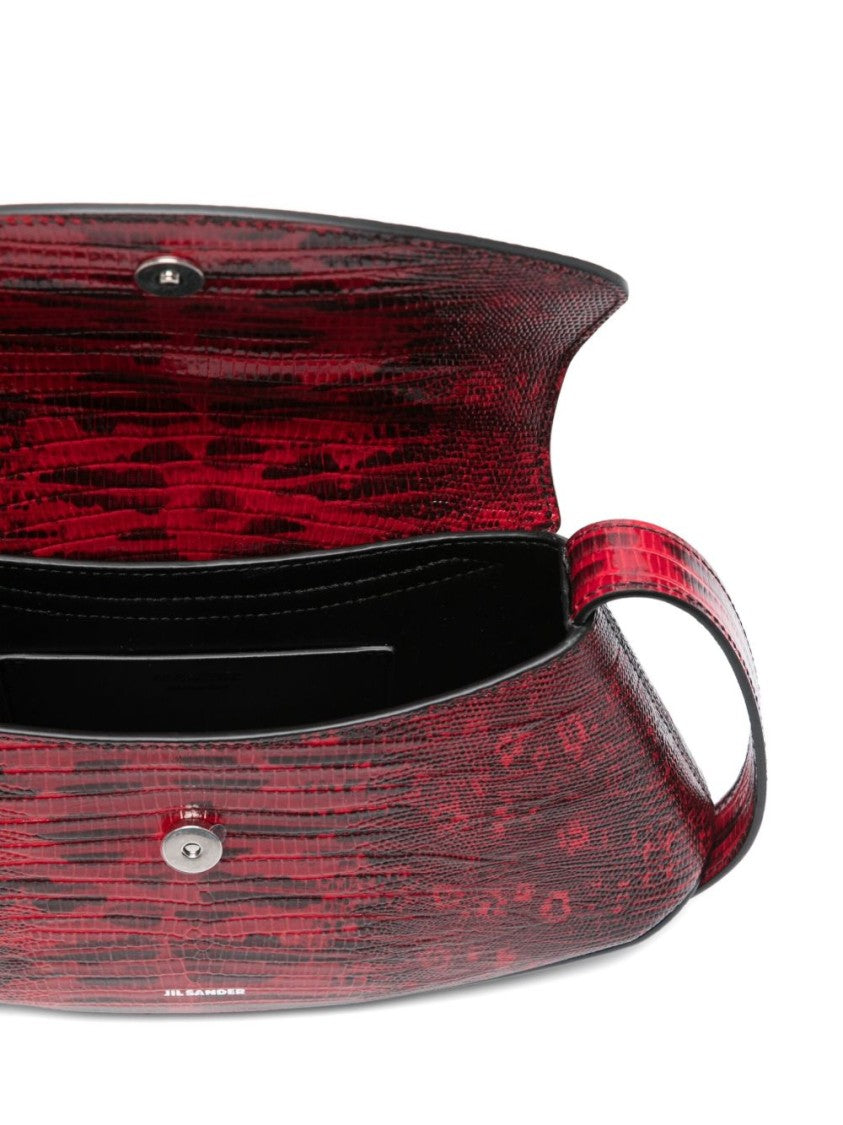 Jil Sander Structured Shoulder Bag In Rosso Vitello Leather