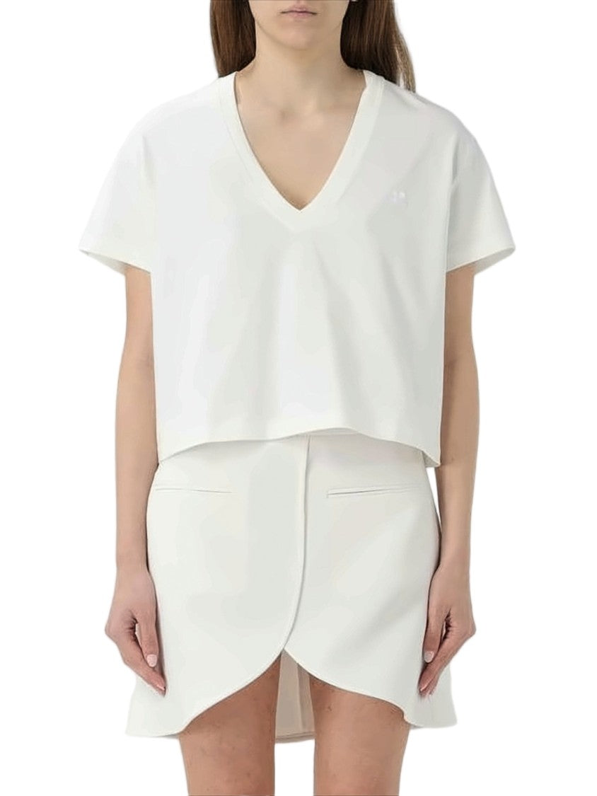 Courrèges Cropped Short-Sleeve V-Neck Top With Minimal Detailing