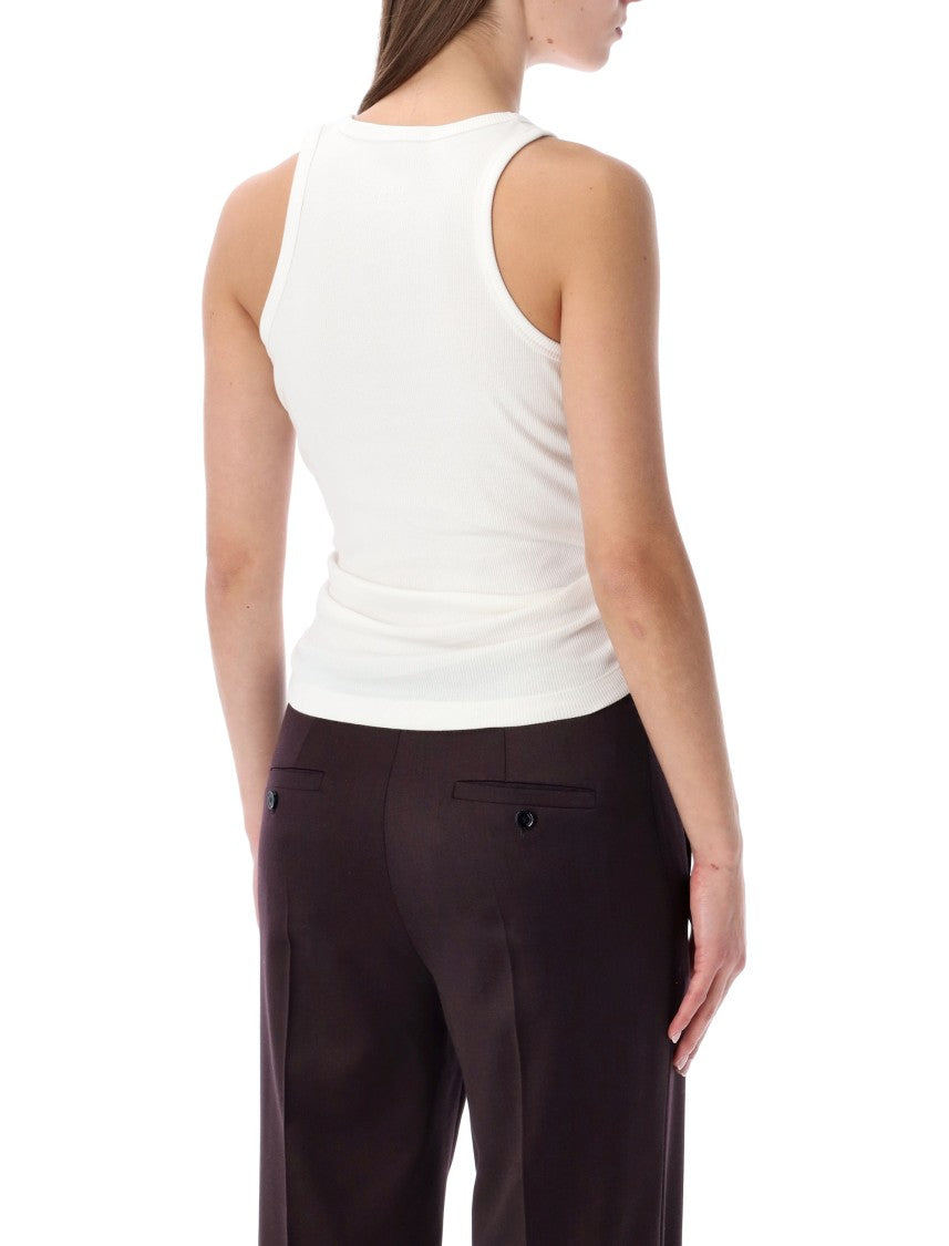 Magda Butrym Knotted Ribbed Cream Tank