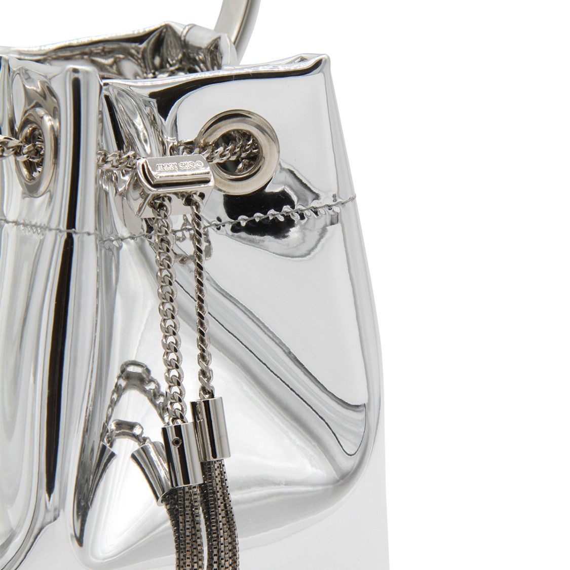 Jimmy Choo Silver Leather Bon Bon Satchel With Rigid Top Handle