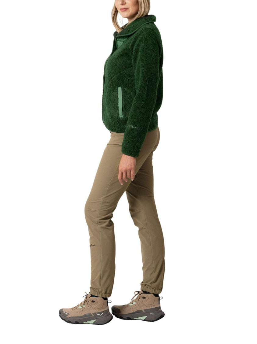 Lamunt Sabine High-Collar Snap-Button Fleece Cardigan