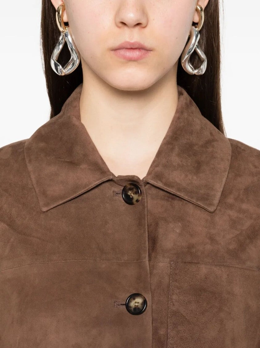 Max Mara Tailored Brown Lambskin Leather Jacket