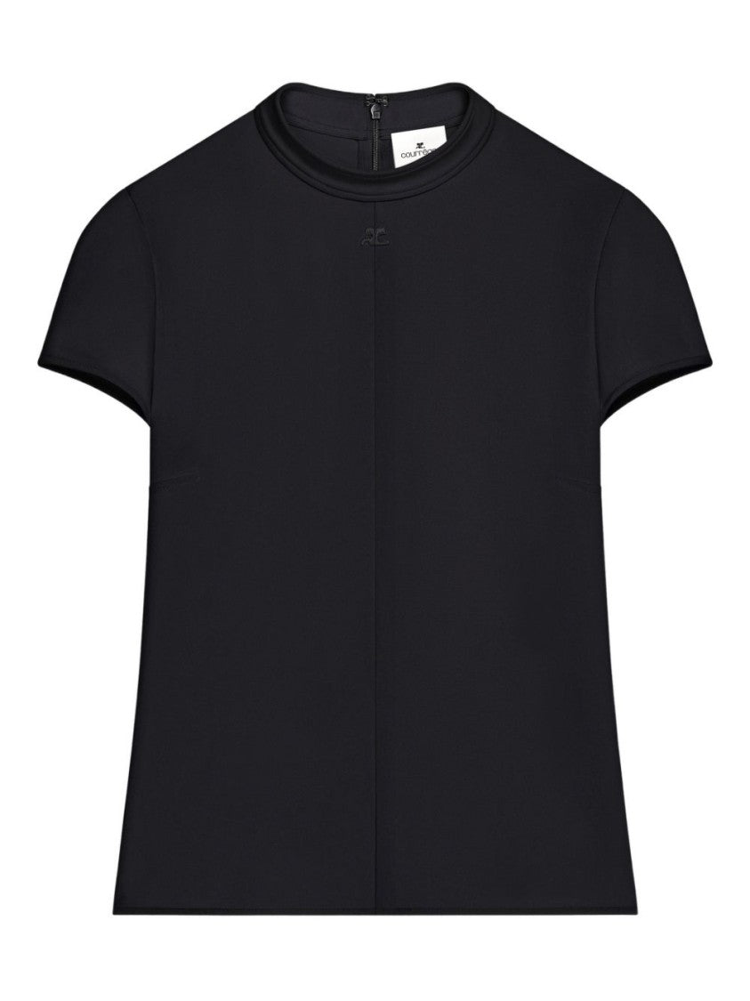 Courrèges Fitted Black Short-Sleeved Top