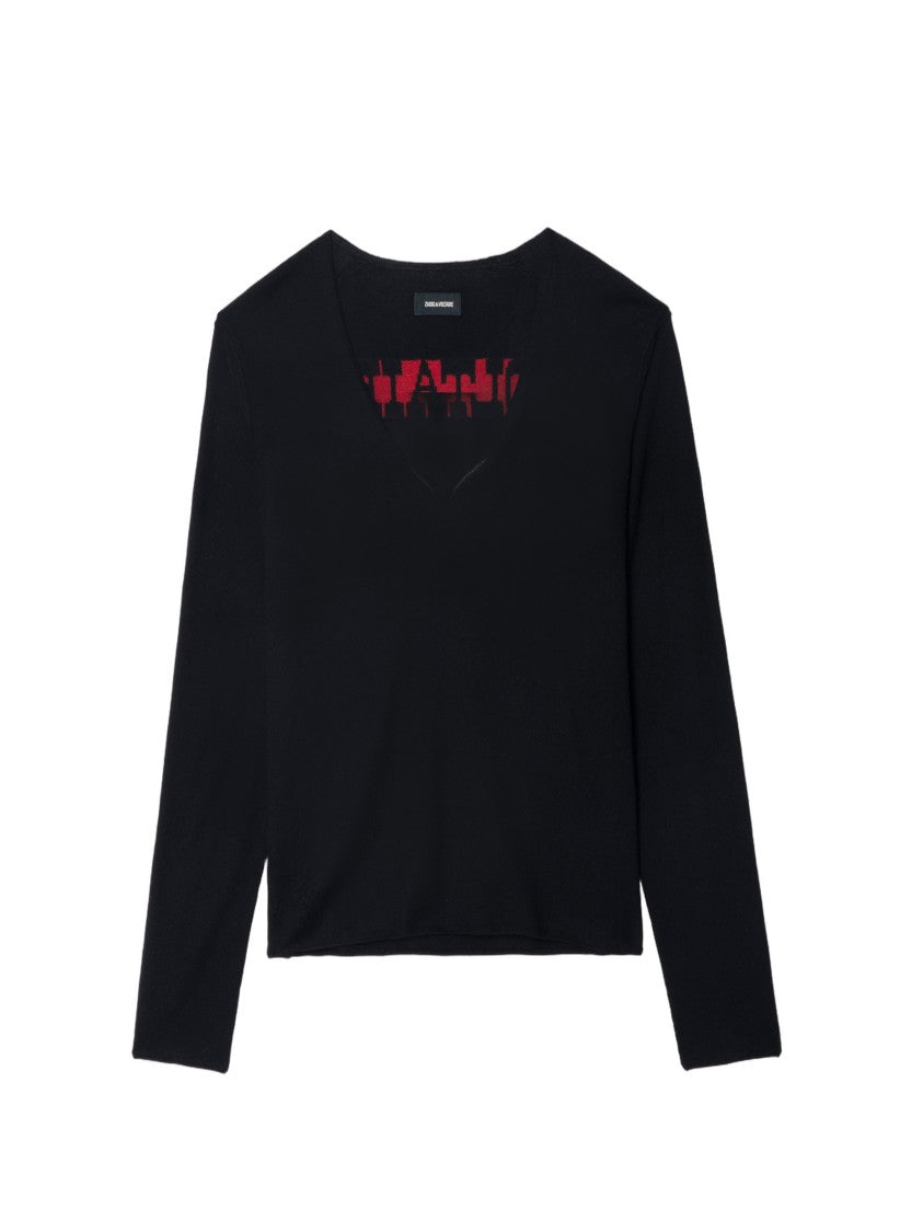 Zadig & Voltaire Elegant Black V-Neck Sweater