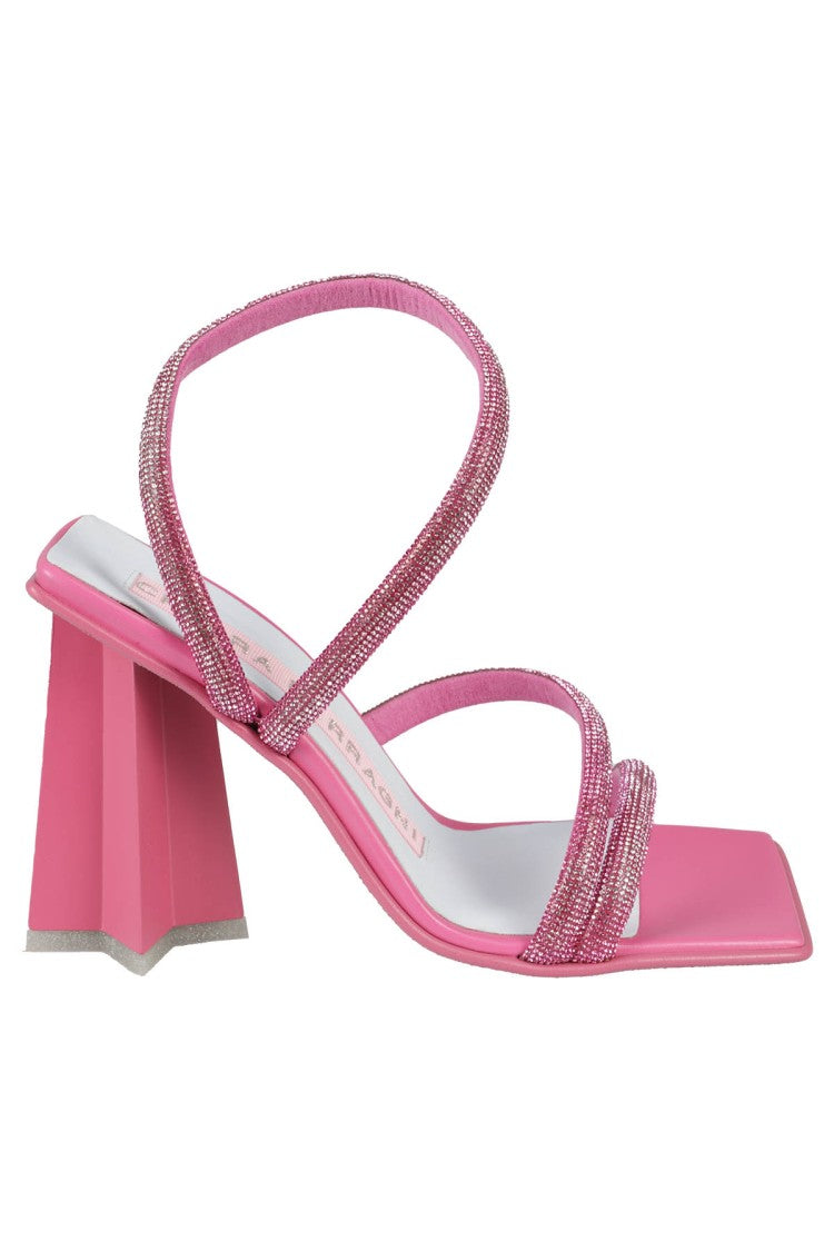 Chiara Ferragni Pink Leather Glitter Sandals