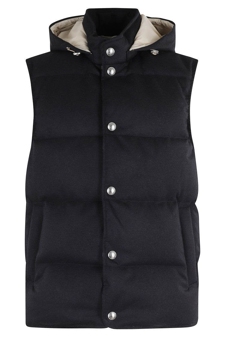 Eleventy Quilted Wool Cashmere Blend Vest