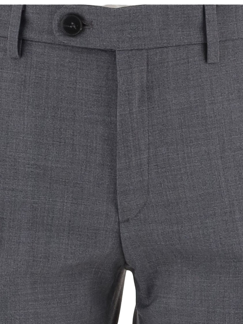 Darkpark Gray Colin Tailored Pressed-Pleat Stretch-Wool Formal Pants