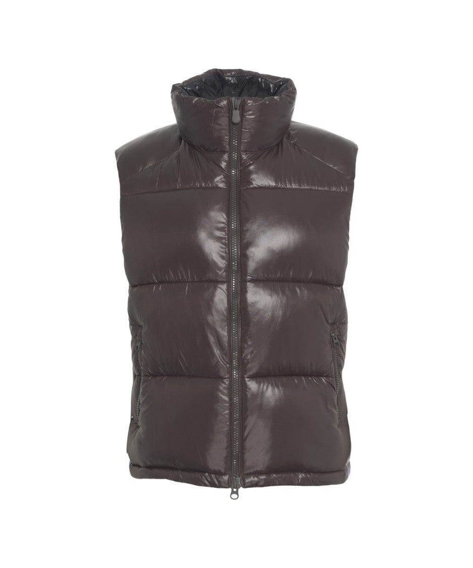 Save The Duck Quilted Vest With High Collar And Double Zipper
