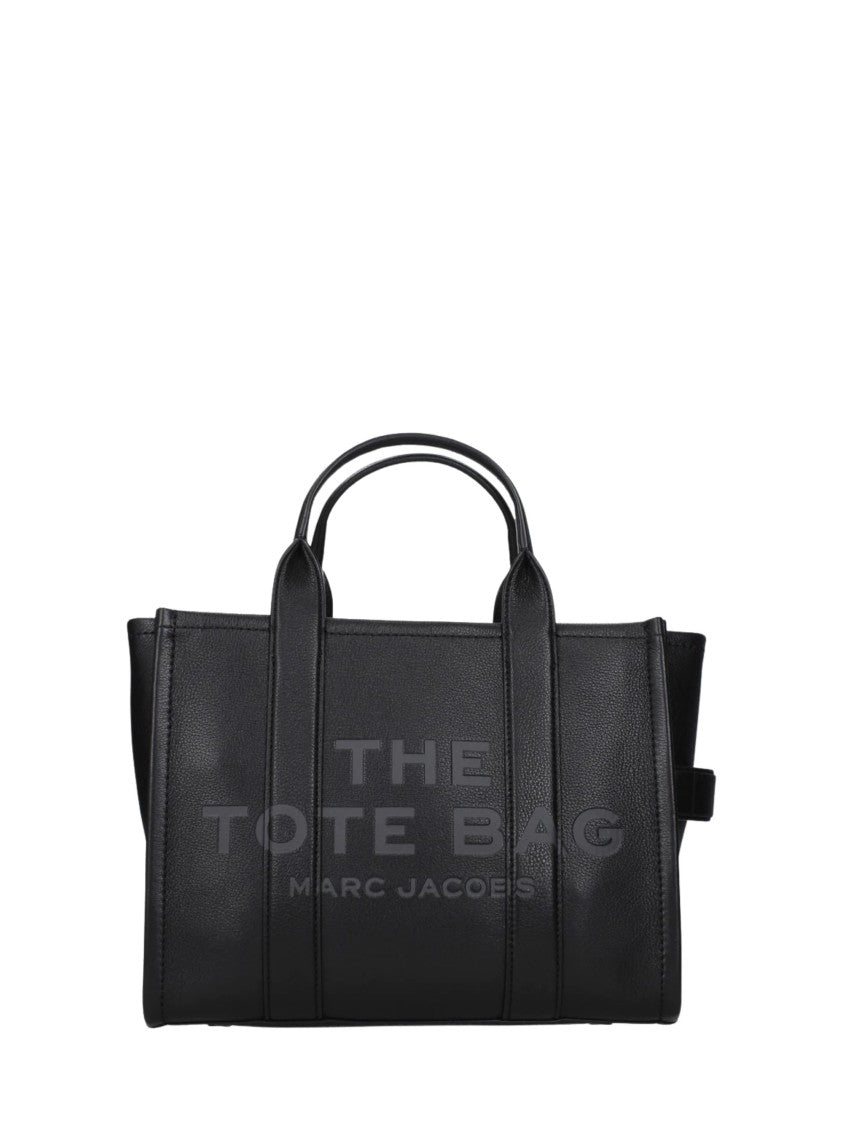 Marc Jacobs Black Gold-Tone Hardware Leather Tote Bag