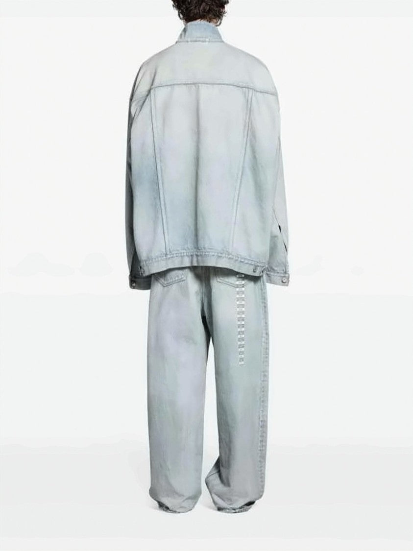 Balenciaga Oversized Light Wash Denim Jacket With Classic Details