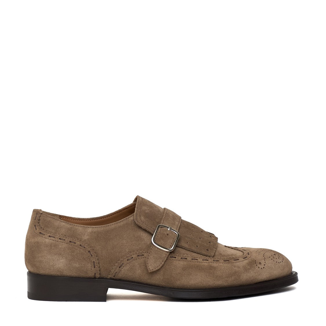 Doucal's Fringed Tongue Brogue Leather Slip-On Shoes