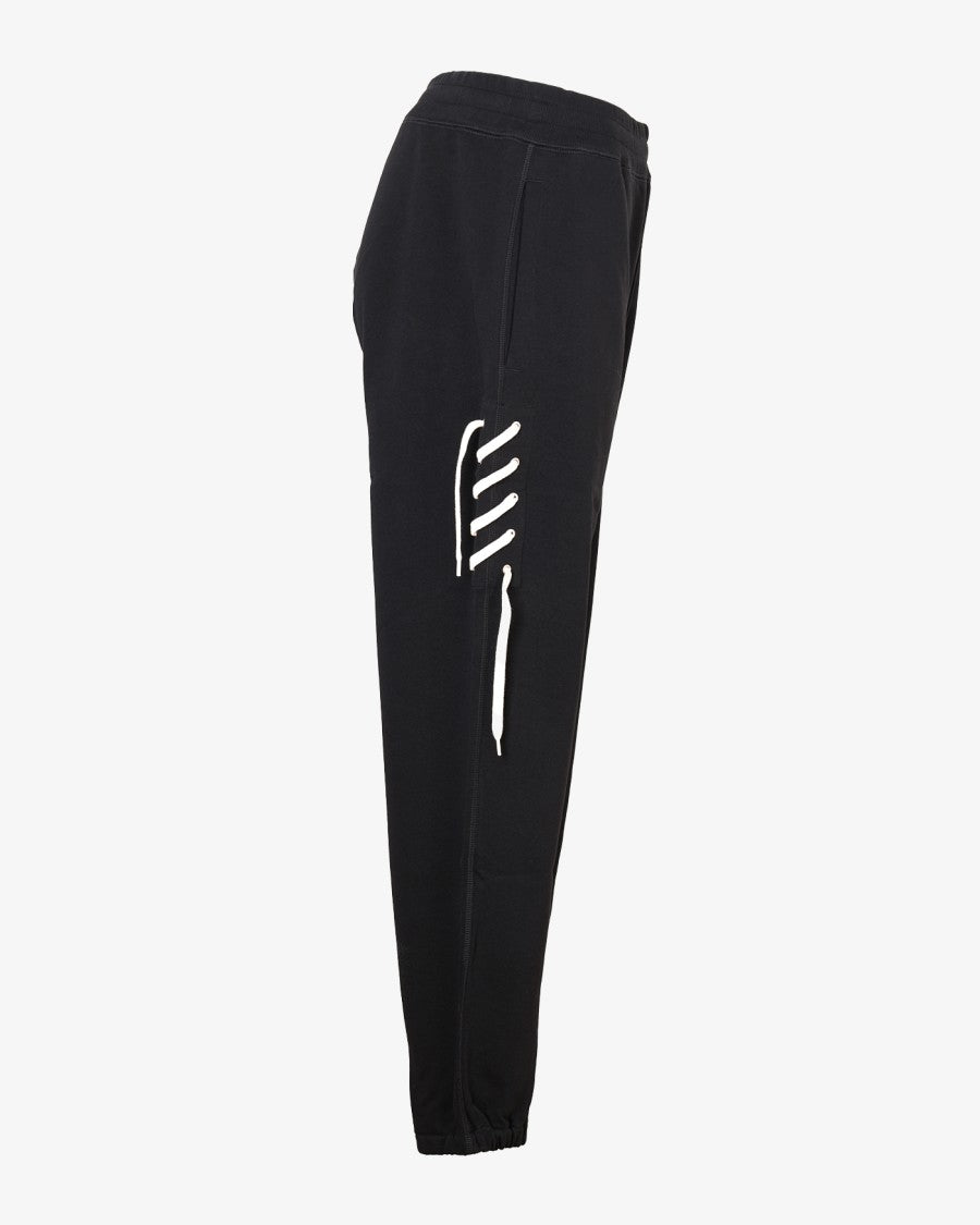 Craig Green Black Cotton Sweatpants With Cream Lace Detail