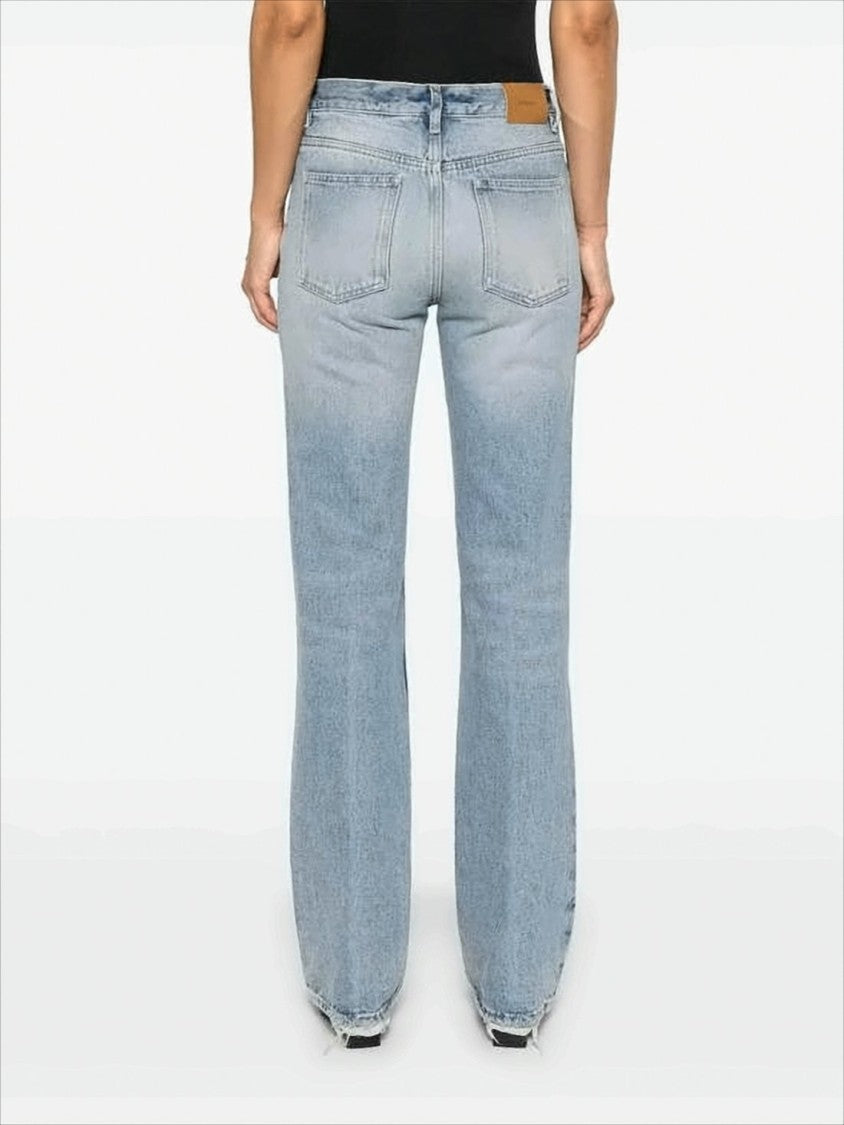 Saint Laurent Light Blue Vintage Denim Pants With Five-Pocket Design