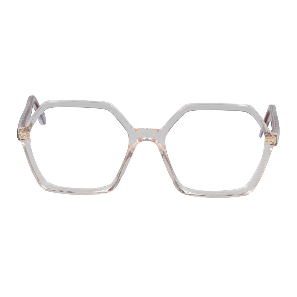 Kador Exagon Glamour Hexagonal Frame Eyeglasses With Burgundy Temples
