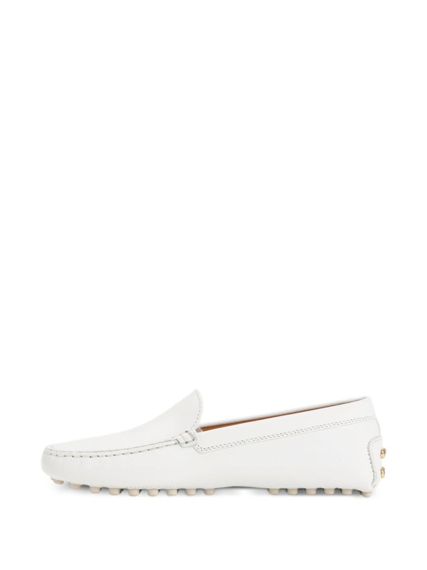 Tod's Moccasin-Style White Sandals With Rubber Pebble Sole