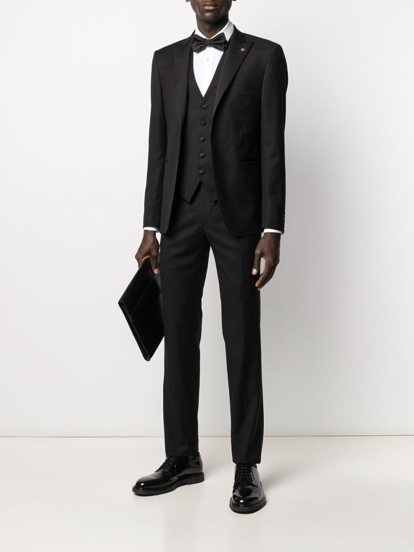 Tagliatore Classic Black Virgin Wool Three-Piece Suit