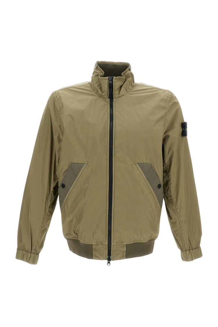 Stone Island Windproof Bomber Jacket With Crinkled Texture