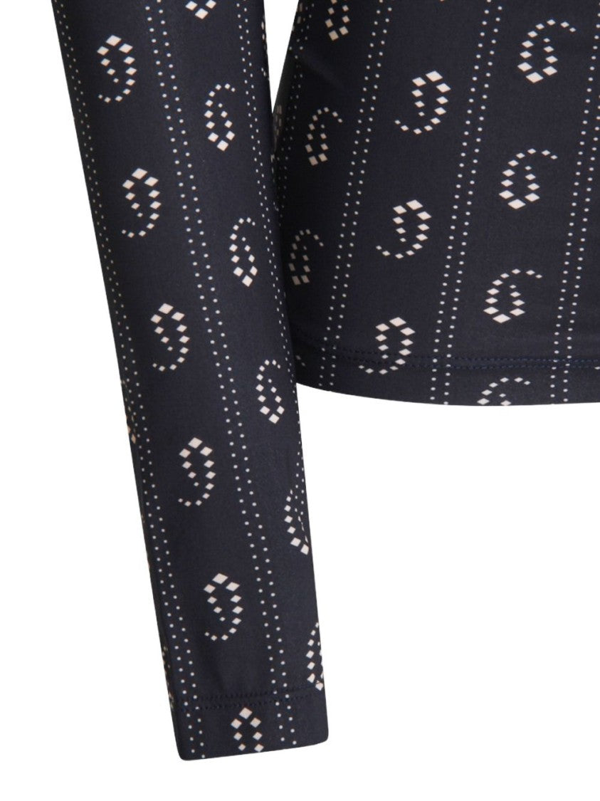 Tory Burch Fitted Long-Sleeve Top With Geometric Pattern