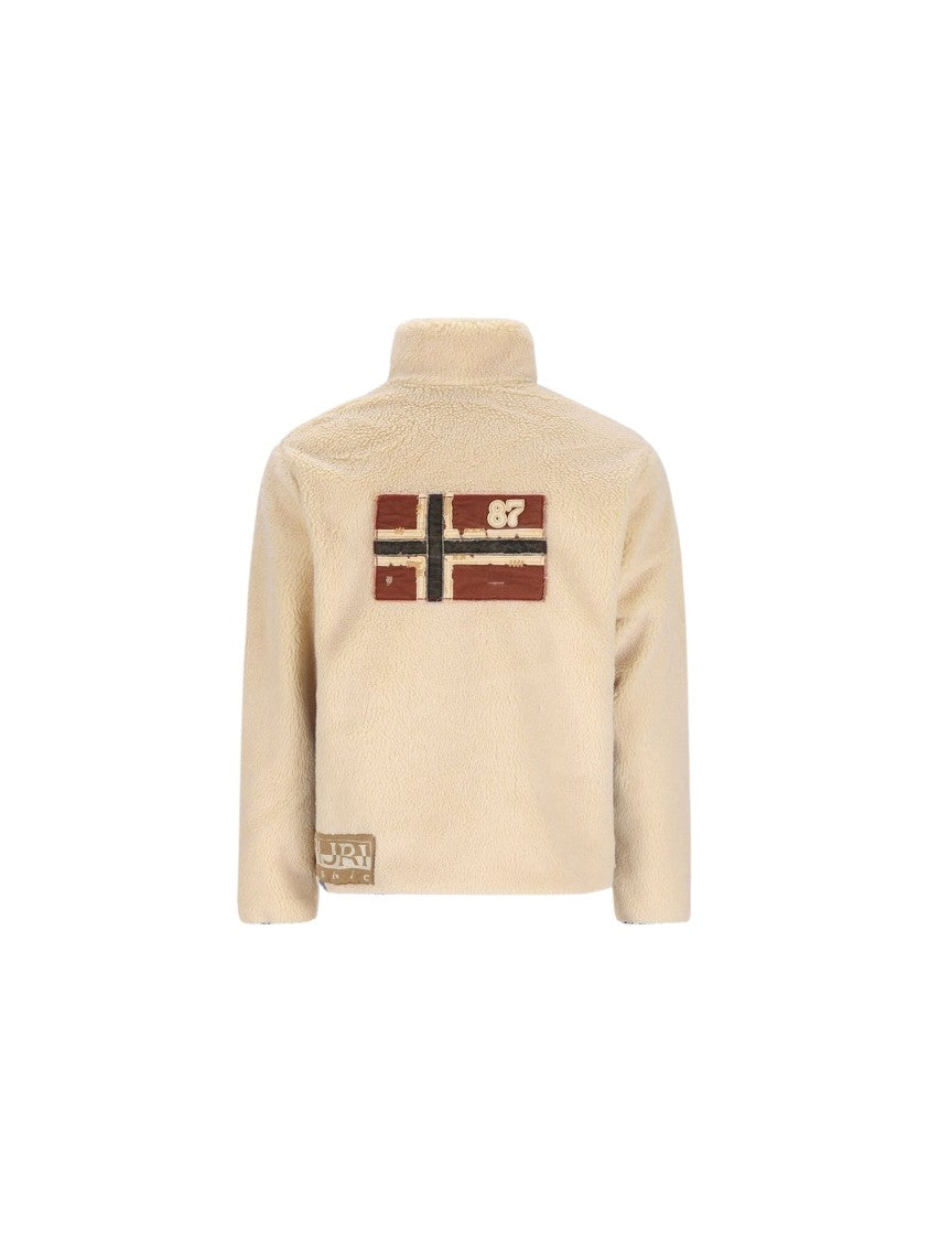 Napapijri Archive Fleece Cream Stand Collar Polyester Fleece Jacket